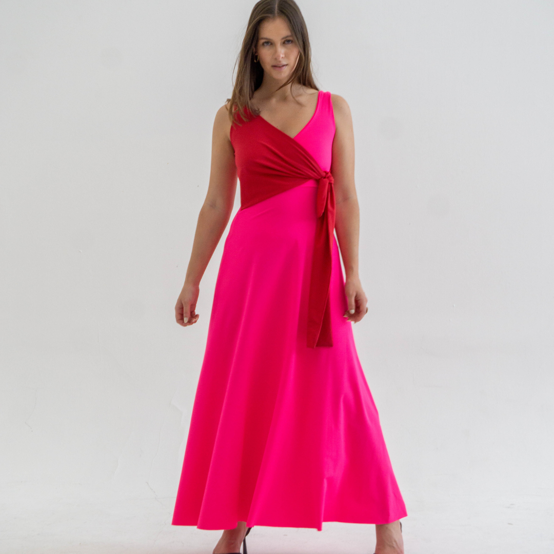 Vestido Amarra Rojo & Rosado